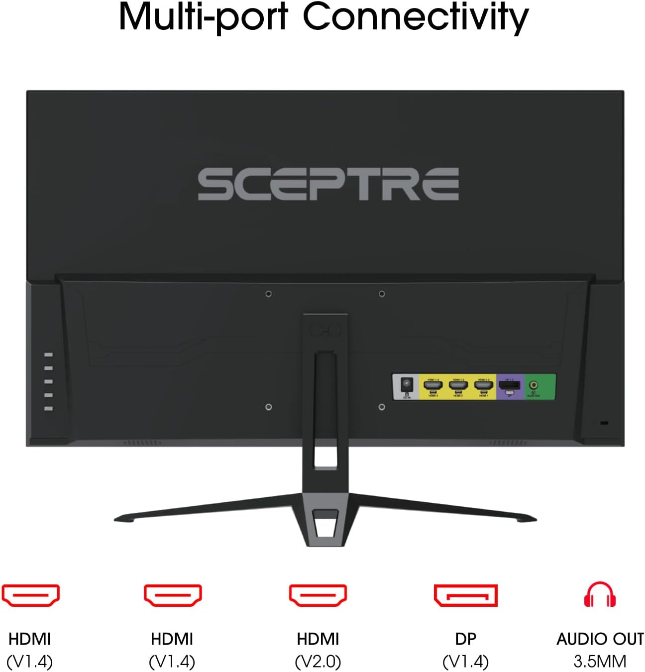 Sceptre New 27-Inch Gaming Monitor, FHD 1080p, Up to 180Hz, 1ms, DisplayPort, HDMI x3, FreeSync, FPS/RTS, 100% sRGB, Built-in Speakers, Machine Black (E275B-FPT165 Series, 2026)