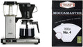 Technivorm 59691 KB Coffee Brewer, 40 oz, Brushed silver & #4 White Paper Filters, 100-count per box