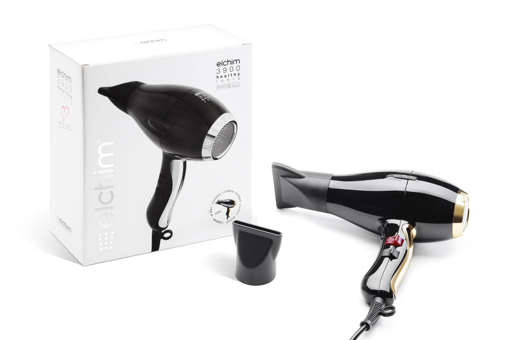 Elchim 3900 Healthy Ionic Ceramic Professional Hair Dryer with Powerful Airflow and Low EMF Technology - Black & Gold