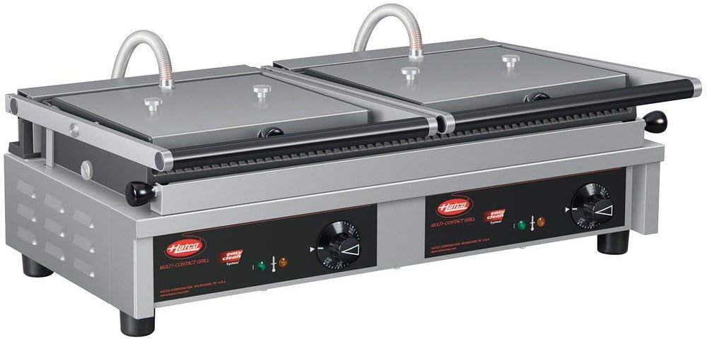 TableTop King MCG20G Multi Contact Double Panini Sandwich Grill with Grooved Cast Iron Plates - 20' x 10 1/4' Cooking Surface - 208V, 2820W