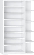 YATINEY Tall Shoe Rack, Multifunctional Shoe Cabinet with Open Storage, Entryway Shoe Organizer for Closet, 9-Tier Wooden Shoe Storage Closet with Adjustable Shelves, White SC22WT