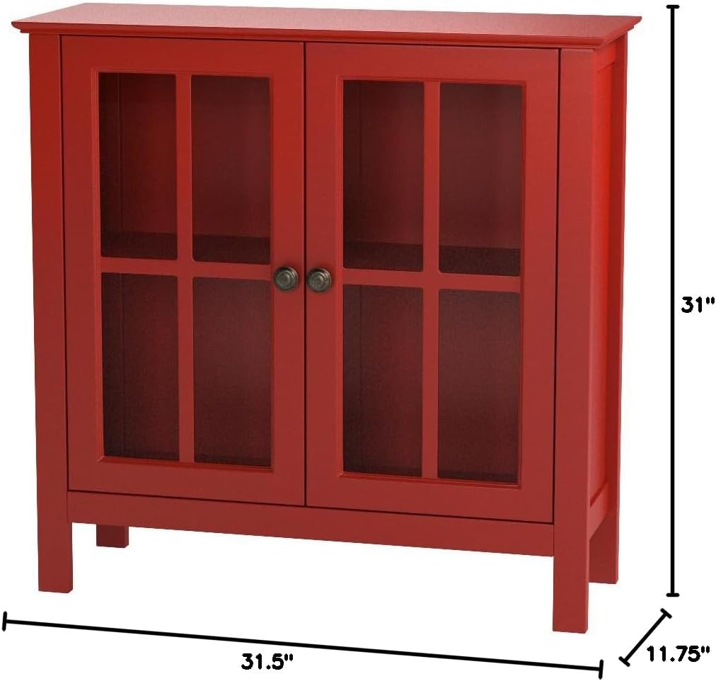 OS Home and Office Furniture 31.5' Wood Accent Display Cabinet in Red