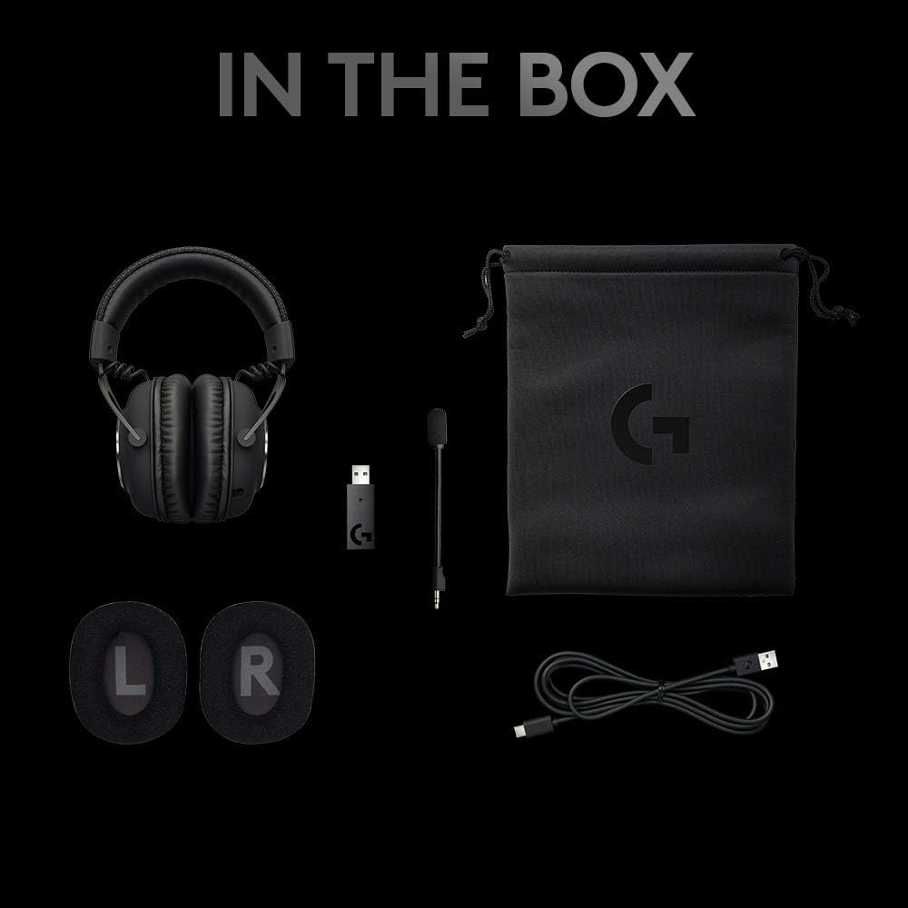 Logitech G PRO X Wireless Lightspeed Gaming Headset with Blue VO!CE Mic Filter Tech, 50 mm PRO-G Drivers, and DTS Headphone:X 2.0 Surround Sound, 20+ Hour Battery Life - Black