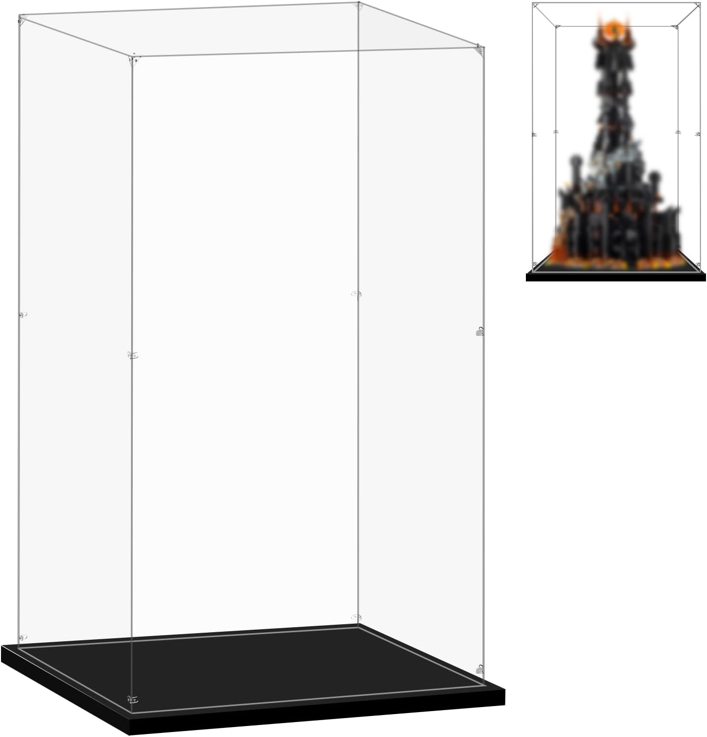 Display Case for Lego 10333 The Lord of the Rings: Barad-dûr, 19.29x13.38x33.46inches (49x34x85cm), Protect Your Collectibles from Dust with a Clear Showcase