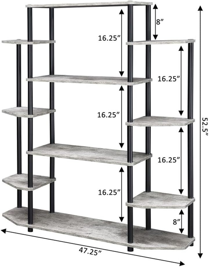 Convenience Concepts Designs2Go No Tools Wall Unit Bookshelf 47.25' - Contemporary Storage Shelves for Display, 10 Spacious Shelves for Modern Living Room, Office, Den, Faux Birch/Black