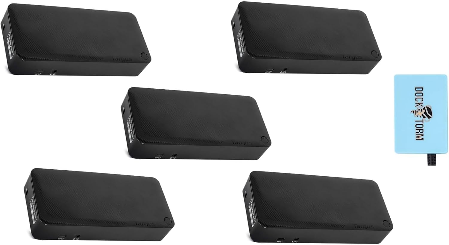 Targus USB-C Universal Docking Station with 100W Power Delivery (USB Type-C, 3 USB Type-A, Audio Jack, 2 DisplayPort, 2 HDMI 2.0, 1 RJ-45, Support up to 2 UHD 4K Display) Bundle with Docztorm (5 Pack)