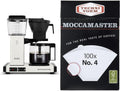 Moccamaster 53933 KBGV Select 10-Cup Coffee Maker, Off-White, 40 ounce, 1.25l & #4 White Paper Filters, 100-count per box