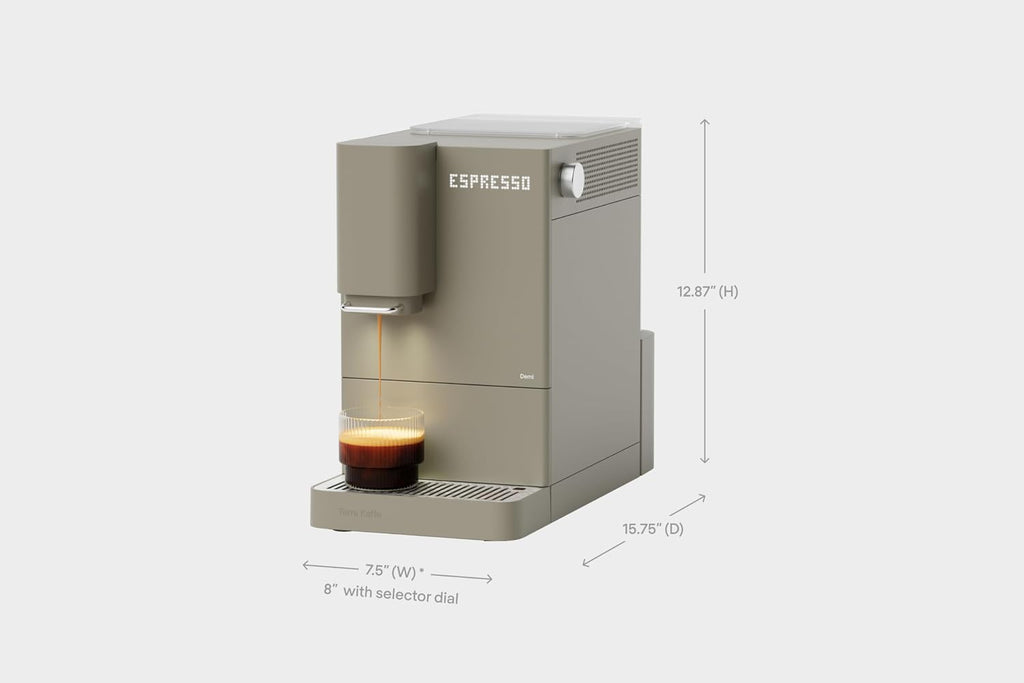 Terra Kaffe Demi Compact Fully Automatic Espresso Machine - Roaster-Approved Espresso Settings - Barista-Level Quality with Built-In Grinder - Coffee Machine - Dune