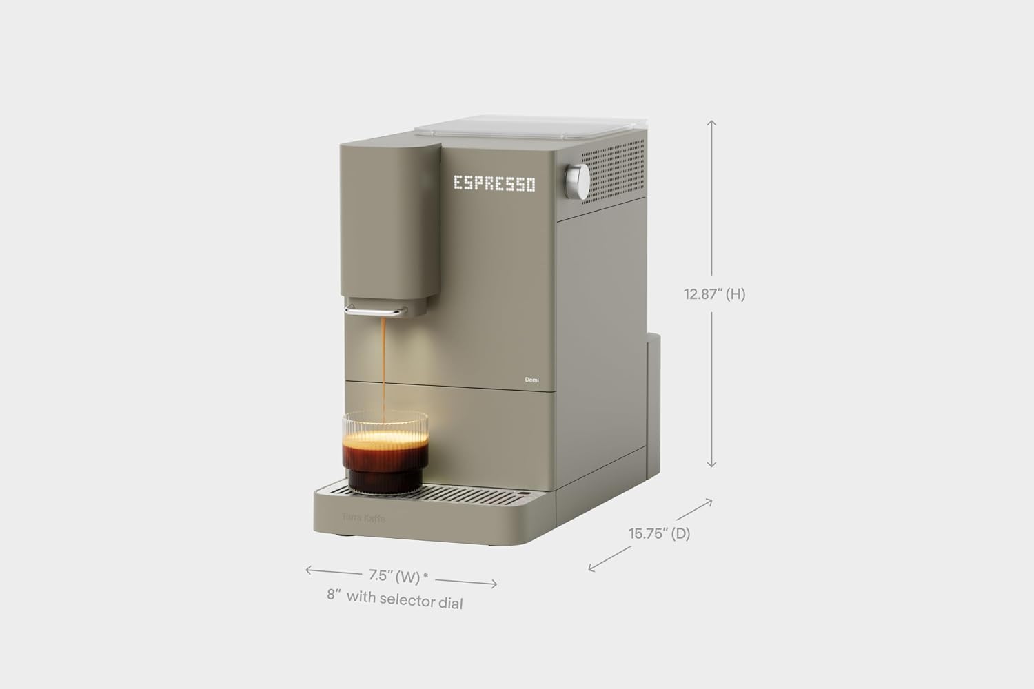 Terra Kaffe Demi Compact Fully Automatic Espresso Machine - Roaster-Approved Espresso Settings - Barista-Level Quality with Built-In Grinder - Coffee Machine - Dune