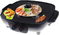 Electric Grill Indoor Electric Grill Hot Pot,Separate Dual Temperature Control, Home Non-Stick Baking Pan Indoor Barbecue Oven Separate Cleaning, Capacity for 5-6 People, 220V