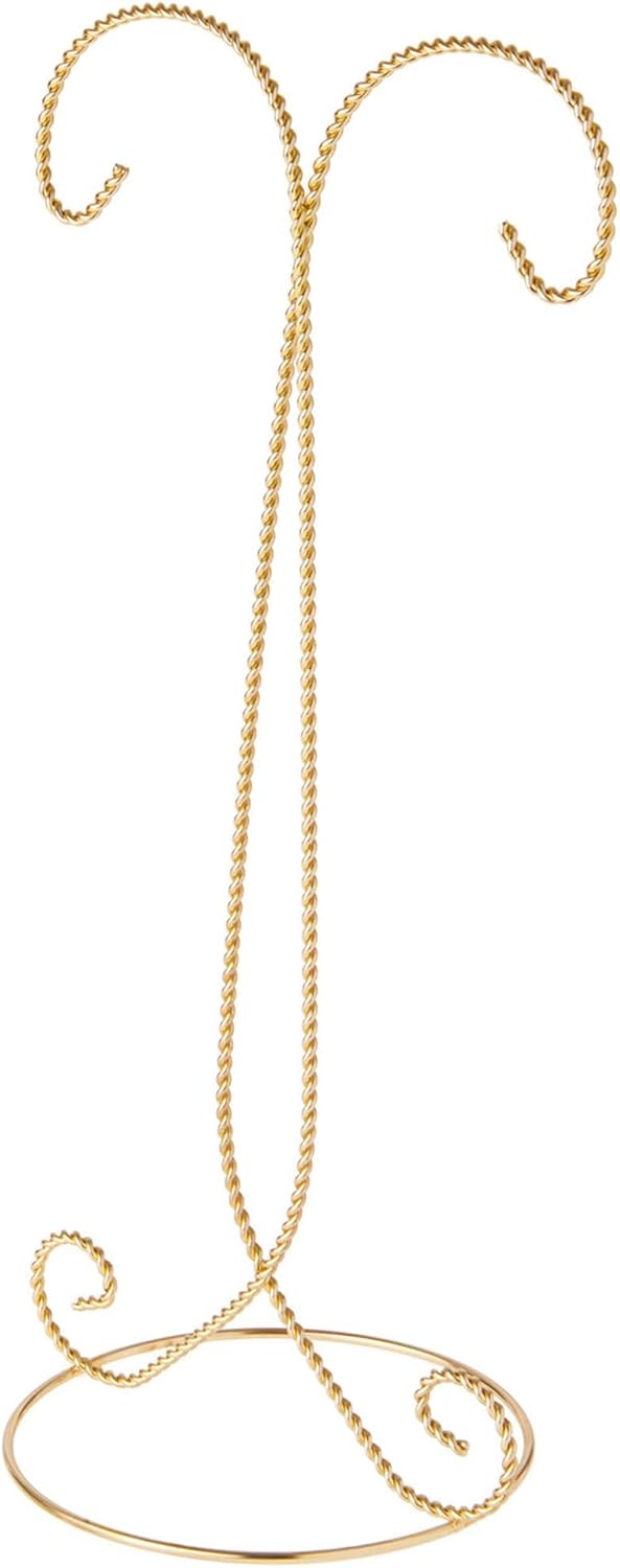 Bard's Twisted 2 Tier Gold-toned Ornament Stand, 14' H x 6.5' W x 5.25' D, Pack of 12