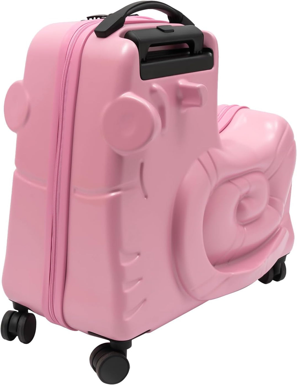 DNYSYSJ 20' Children's Ride On Luggage, Kid's Trolley Suitcase with Universal Wheels and Password Lock, Carry On Luggage Rolling Luggage, Aged 1-6 Years, ABS+PC (Pink, Snail Pattern)