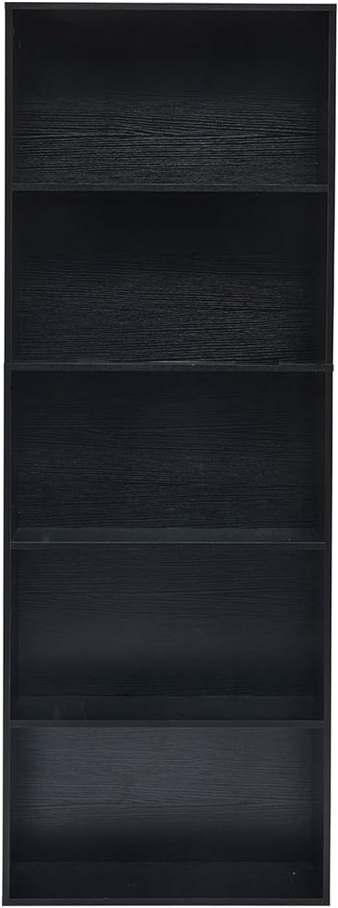 5-Tier Open Bookshelves and Bookcases Set of 2, Farmhouse Bookshelf with Display Storage Shelves, Wooden Bookcase for Living Room, Home Office, Bedroom, Black