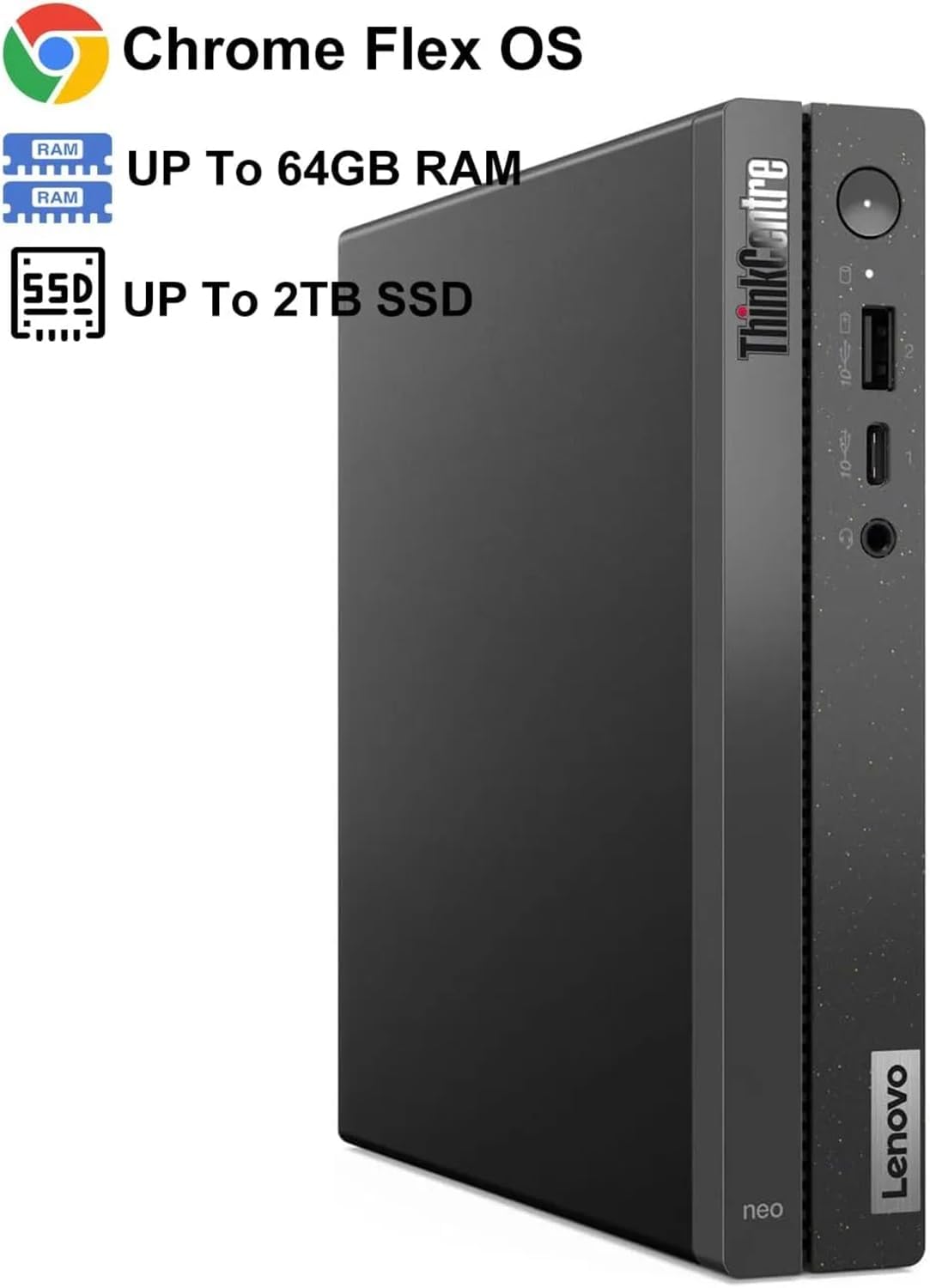 Lenovo ThinkCentre Neo 50q Gen4 Chromebox Mini PC | 12th Gen Intel 6-Core CPU (up to 4.4GHz) | 8GB DDR4 RAM, 128GB SSD, WiFi 6 | Built for School and Work, Game Apps Not Supported | Chrome OS Flex