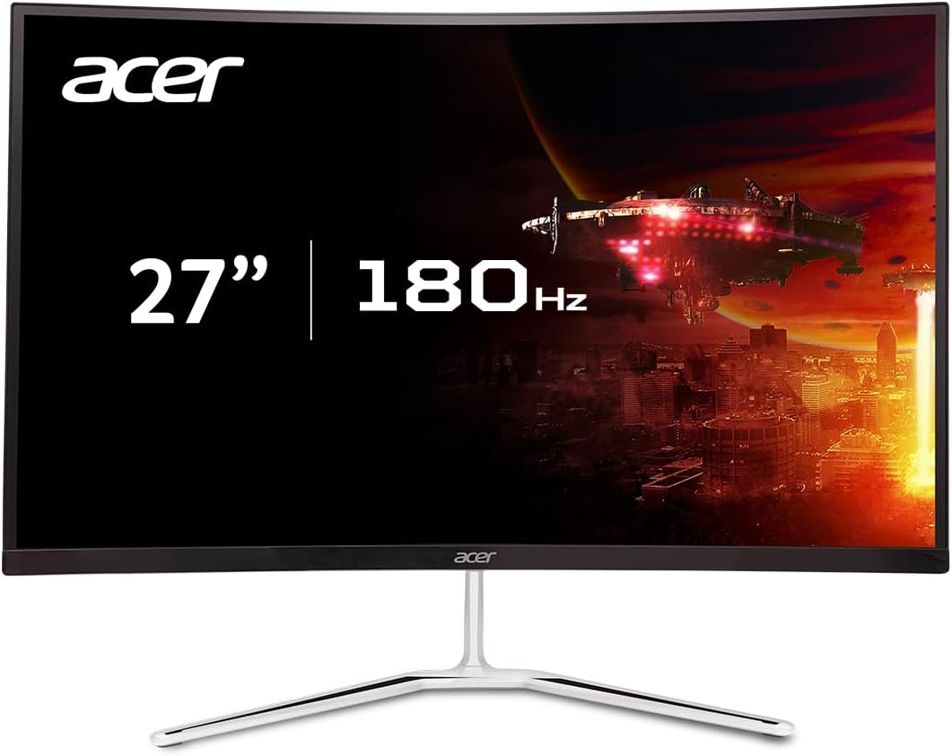acer Nitro 27' WQHD 2560 x 1440 1500R Curved PC Gaming Monitor | AMD FreeSync Premium | 180Hz Refresh | 1ms VRB | VESA Mountable | HDR10 | 1 x Display Port 1.2 & 2 x HDMI 2.0 | EDA270U Pbmiipx