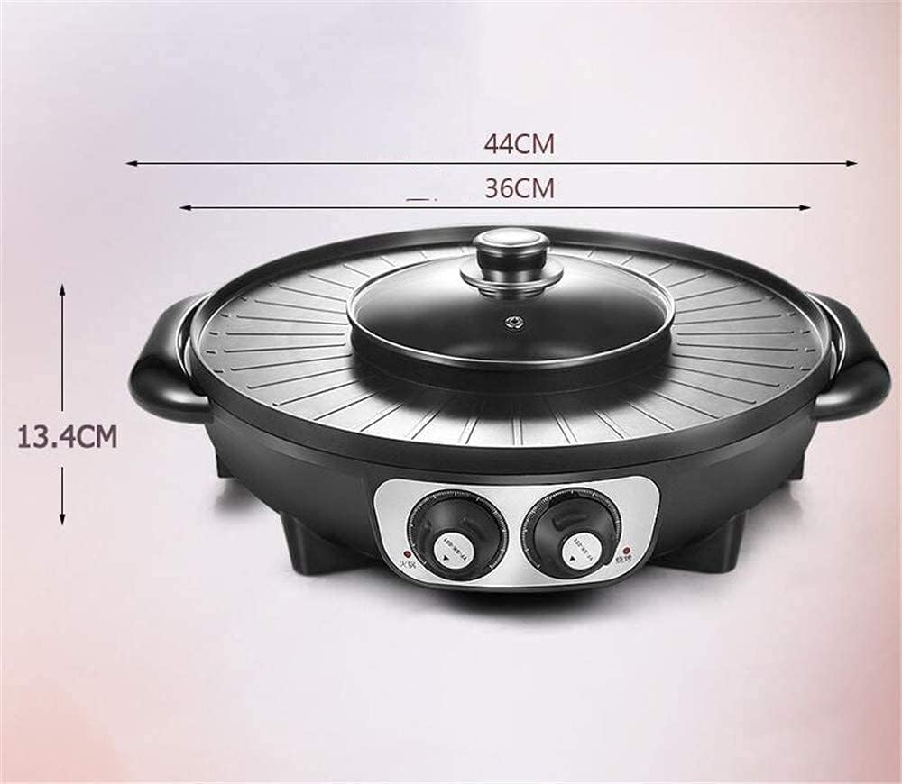 2 in 1 Portable Electric Smokeless Grill And Hot Pot Electric Hot Pot Grill Indoor 1700W Easy Cleaning Dual Temperature Control, Black