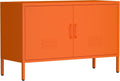 IRONFFICE Locker Cabinet,Metal Storage Cabinet with 2 Doors,Morden TV Stand for Living Room,Bedroom,Orange