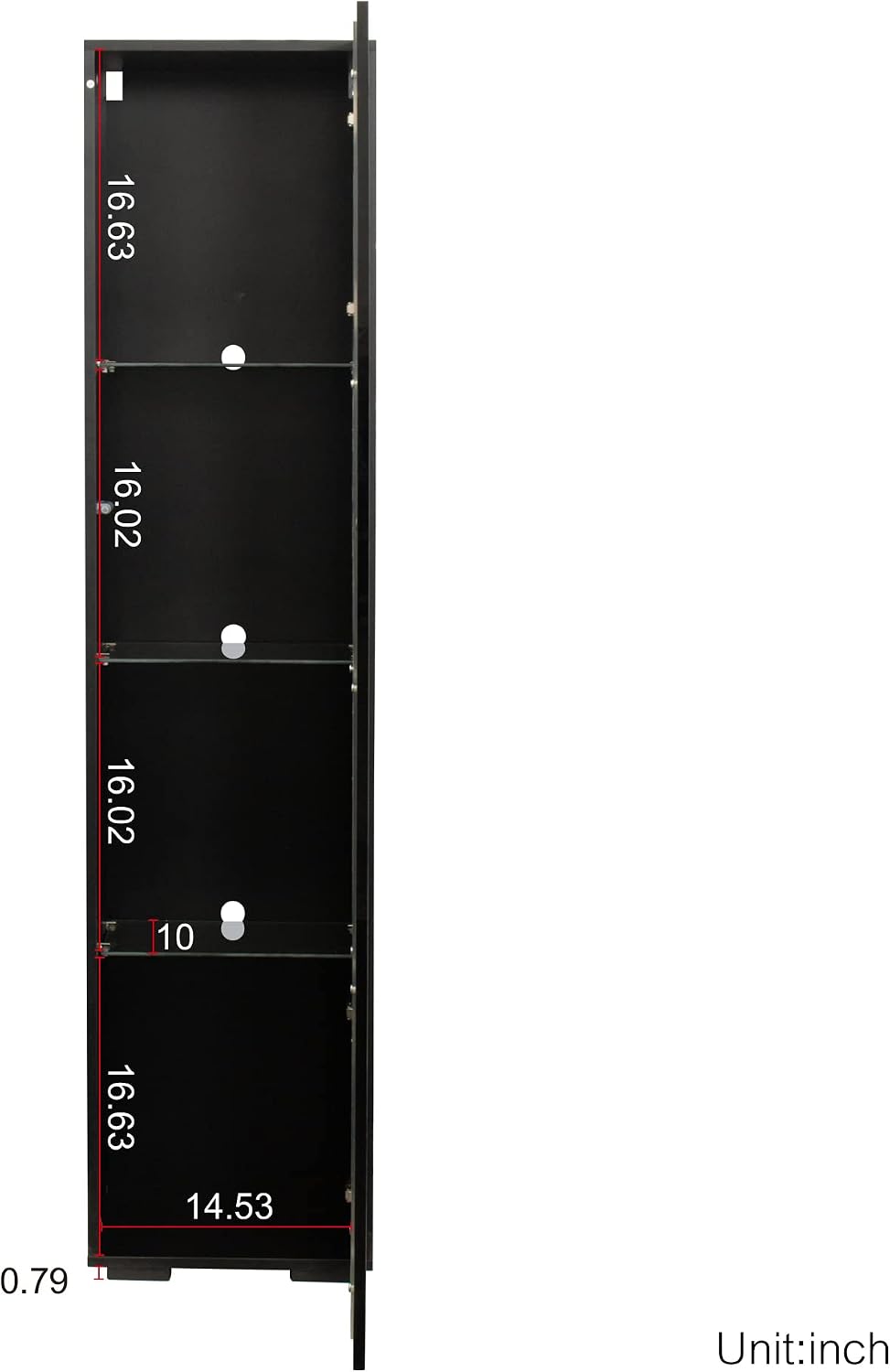 67' LED Display Cabinet with 4 Glass Shelves & 1 Door, Modern Curio Cabinet Collection Display Case Storage Cabinet, High Gloss Floor Standing Bookshelf for Living Room Bedroom Office (Black)