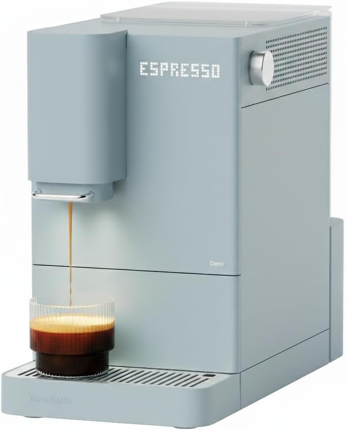 Terra Kaffe Demi Compact Fully Automatic Espresso Machine - Roaster-Approved Espresso Settings - Barista-Level Quality with Built-In Grinder - Coffee Machine - Cloud