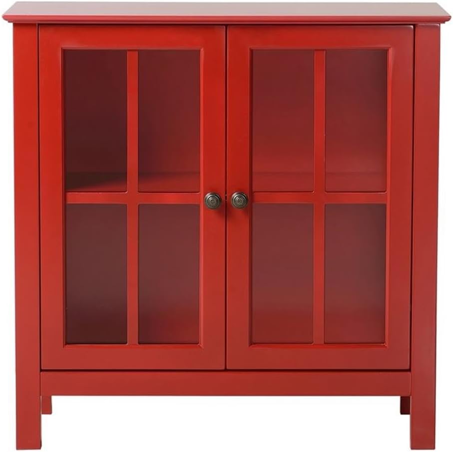 OS Home and Office Furniture 31.5' Wood Accent Display Cabinet in Red