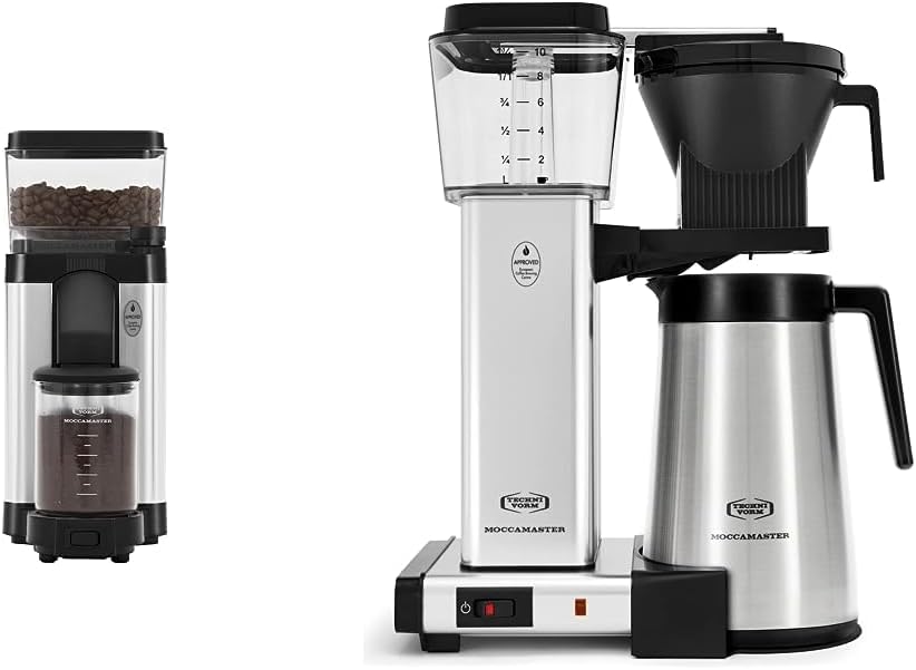 Technivorm Moccamaster 49520 KM5 Burr Coffee c, Polished Silver & 79312 KBGT Coffee Brewer, 40 oz, Polished Silver