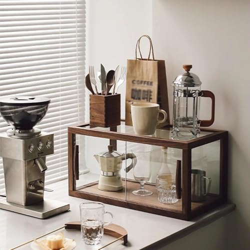 Bakery Display Case, Wood Countertop Cabinet with Glass Doors, Pastry Display Case for Baked Goods Cookie Dessert Cupcake