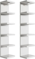 2 Pack 6-Tier Vertical Wall Shelf Unit with USB Rechargeable Led Light (Remote Controlled),Versatile Floating Display Shelves,Lack Style Wall Shelves for Bedroom,Living Room,Office Decor,Vanity-White