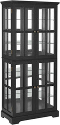 Lighted Glass Curio Cabinet with Lights & Adjustable Shelves,Curio Display Cabinet with Wood Frame & Glass Door,Corner Antique Display Case for Kitchen,Living Room,Office