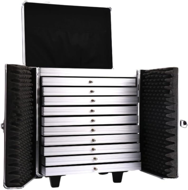 Rolling Jewelry Trolley Case with Drawers Sturdy Cases for Travel and Vendor Showes Jewels Sets Display Organizer (Black 2)