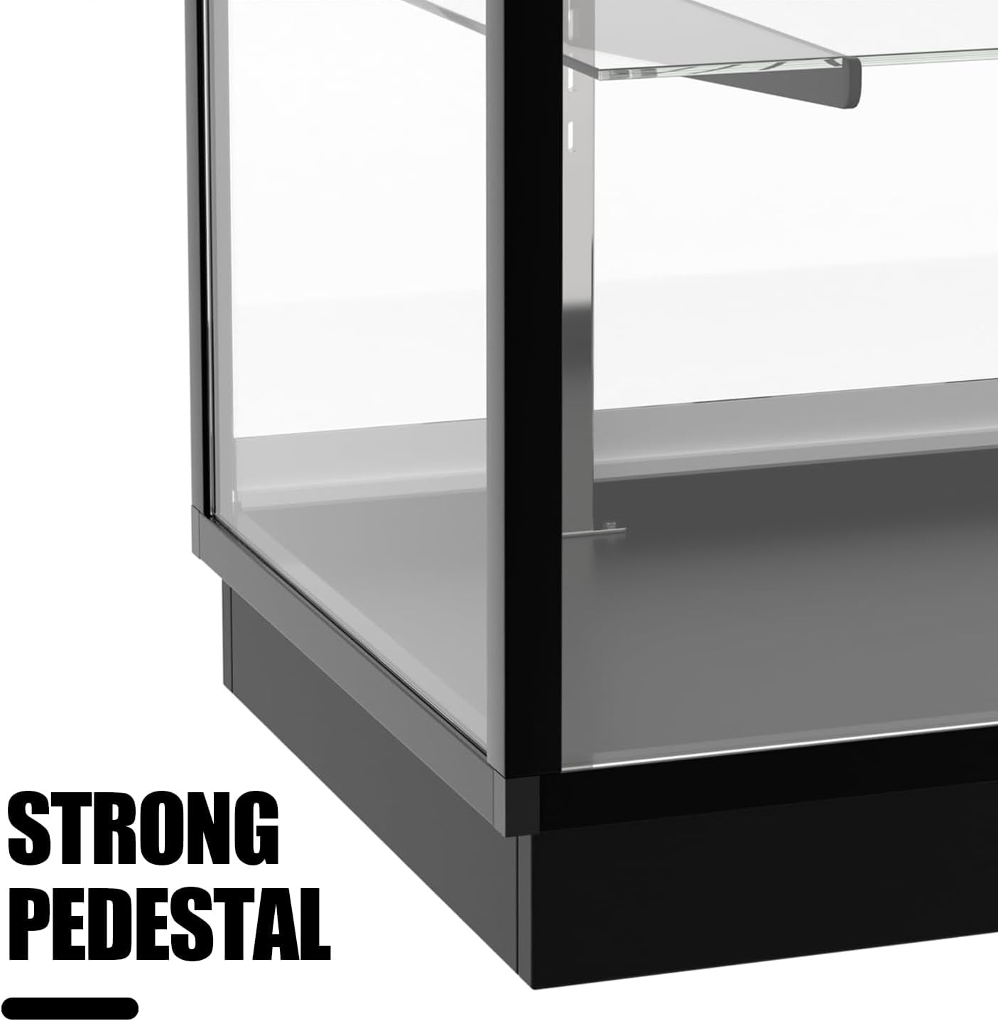 70'D * 20'W * 38'H - Retail Full Vision Showcase - Glass Display Cabinet with Black Aluminum Frame and led Lights