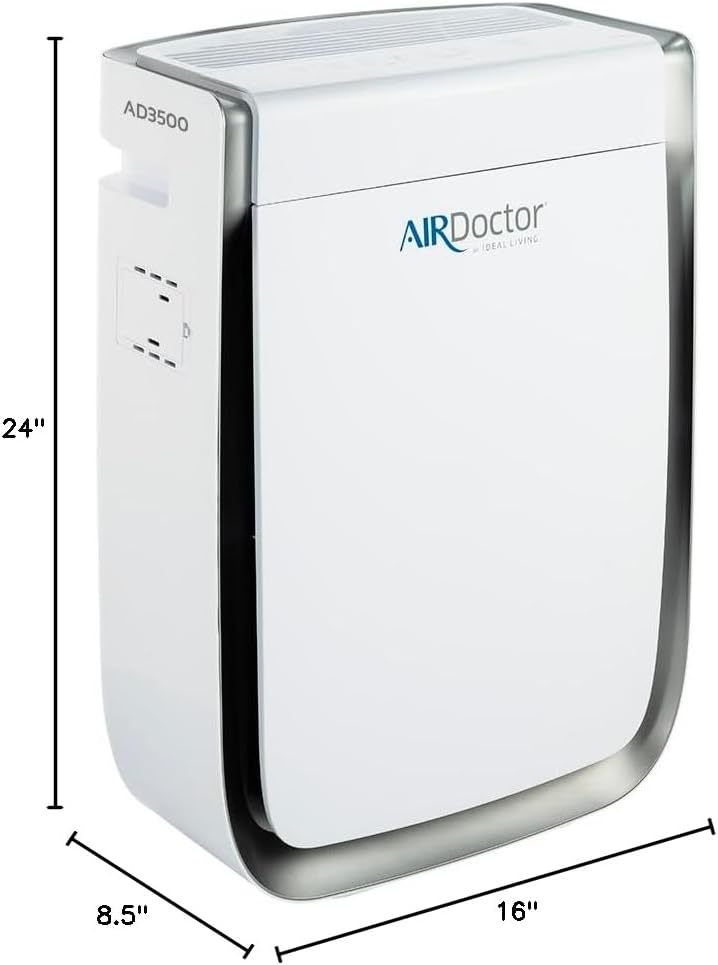 AIRDOCTOR AD3500 Air Purifier. Cleans Kitchens, Bedrooms, Large Rooms Up to 2,520 ft2. Remove Allergens, Smoke, Dust, Mold, Pet Hair, Odors, Pollen. Hospital-Grade UltraHEPA, Premium Carbon Filtration