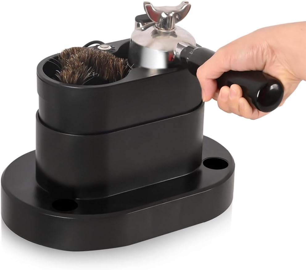 Espresso Portafilter Cleaner Machine Electric - Automatic Portafilters Coffee Puck Sucker Cleaning Brush Machine for Commercial Standing Knock Box Espresso Accessories