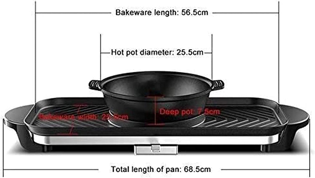 Electric Grill Indoor Barbecue Hot Pot, Detachable Double Pot Induction Cooker, Rice Cooker Electric Baking Pan Electric Oven Electric Barbecue,Portable Nonstick Griddle