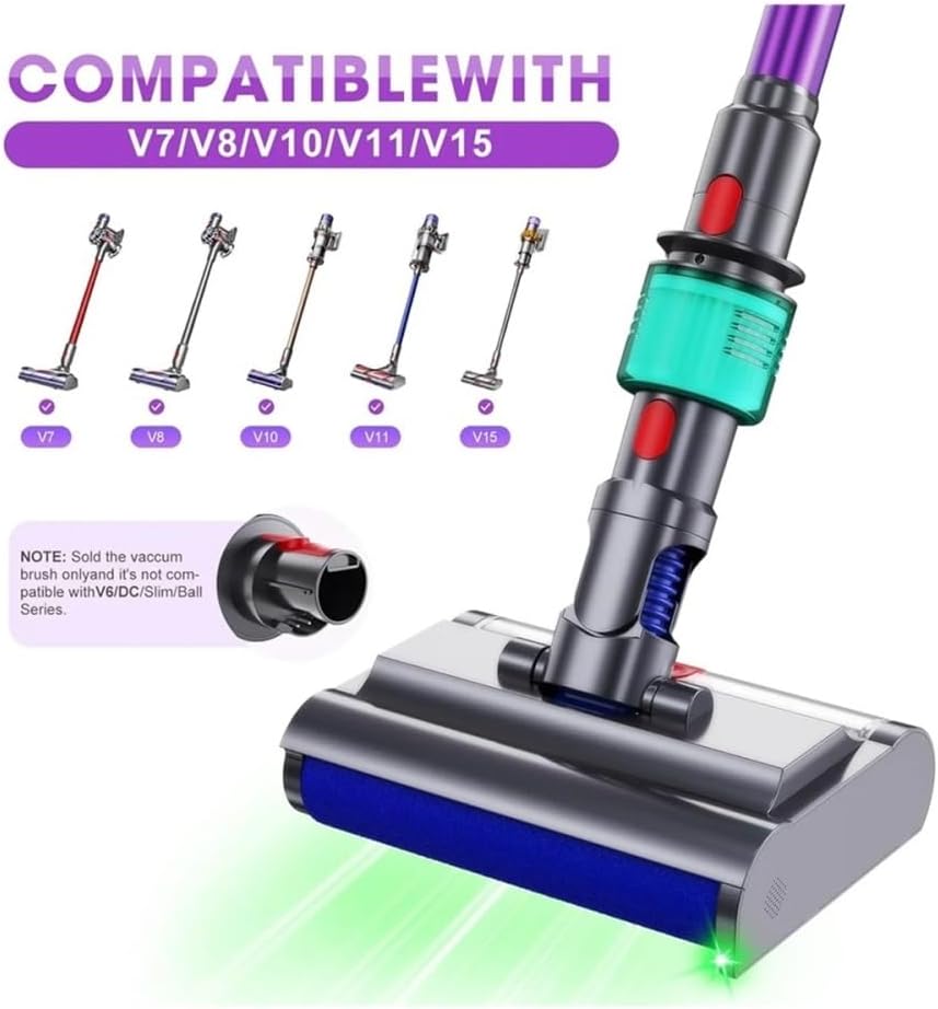 Brush Head Compatible with Dyson V7 V8 V10 V11 V15 Vacuum Cleaner, Electric Floor Mop with Clean and Dirty Water Tank for Carpets