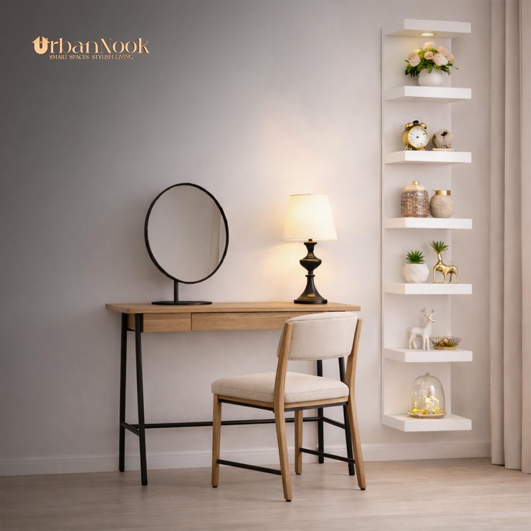 7-Tier Floating Wall Shelf with LED Lights – White Modern Display Shelving Unit with Remote Control – Wall Mounted Bookshelf for Living Room, Bedroom, or Office Decor (2)