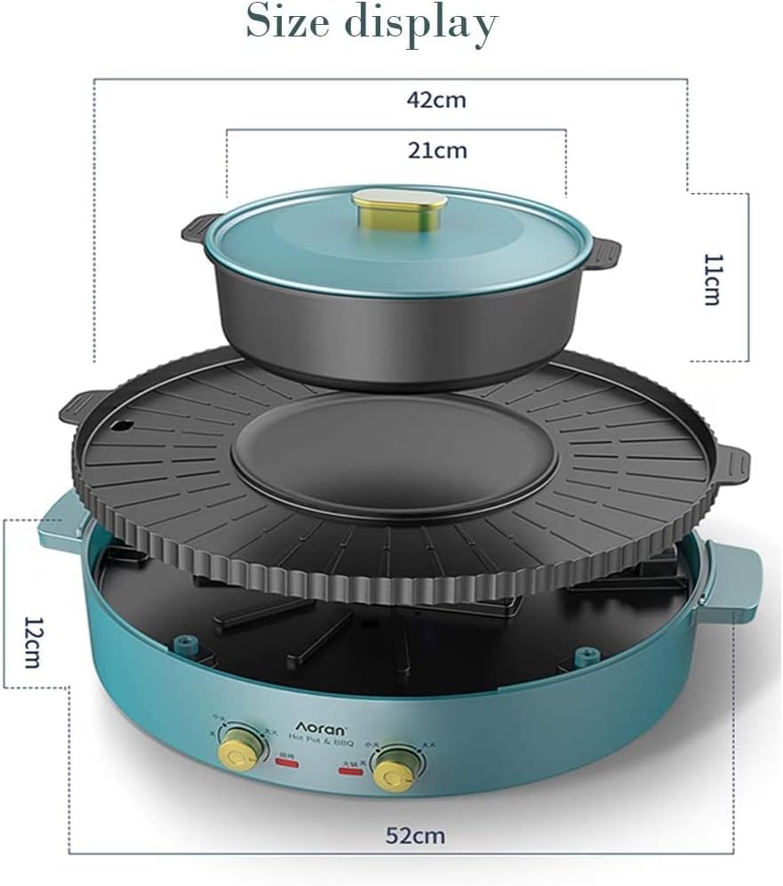 Electric Grill Indoor Multifunctional BBQ Hot Pot Double Pot, Electric Hot Pot and Barbecue Grill, Non-Stick Electric Baking Pan Tray is Convenient Indoor Baking Capacity for 2-6 People (Color : A)