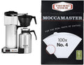 Technivorm Moccamaster 39340 CDT Grand Coffee Maker, 60 Ounce, Silver 4 White Paper Filters, 100-count per box