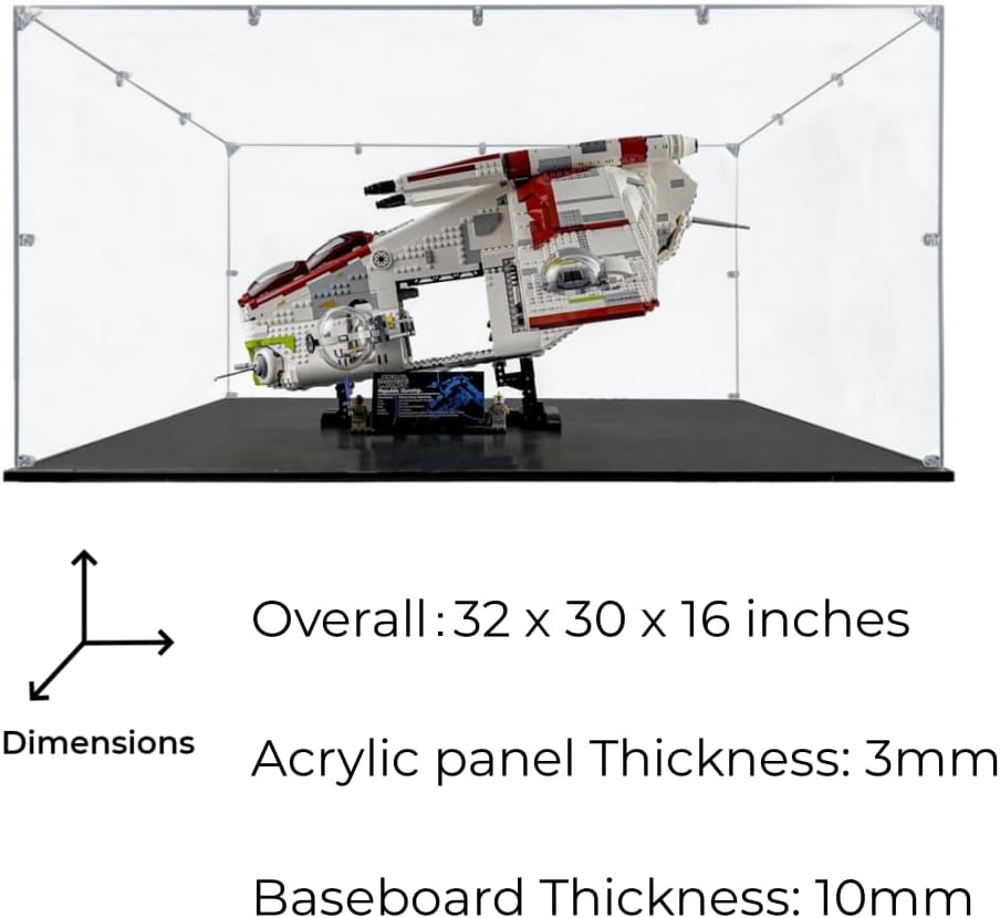 Acrylic Display Case Compatible for LEGO Republic Gunship #75309, Dustproof Display Case (Case Only) (Lego Sets are NOT Included)