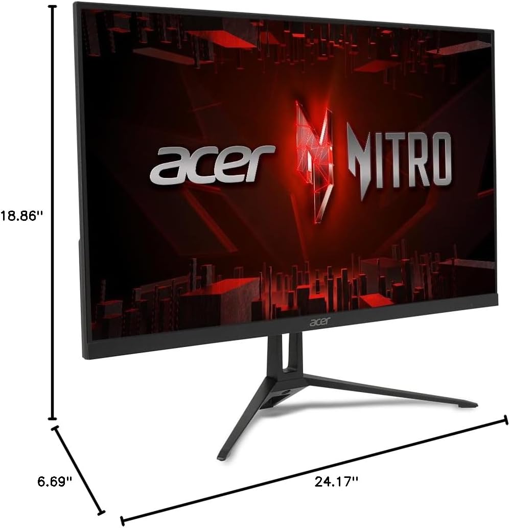 acer Nitro 27 Inch Full HD 1920 x 1080 IPS Gaming Monitor | AMD FreeSync Premium | 200Hz Refresh | Up to 0.1ms | Tilt | One Display Port 1.2 & One HDMI 2.0 | KG273 X1bmipx