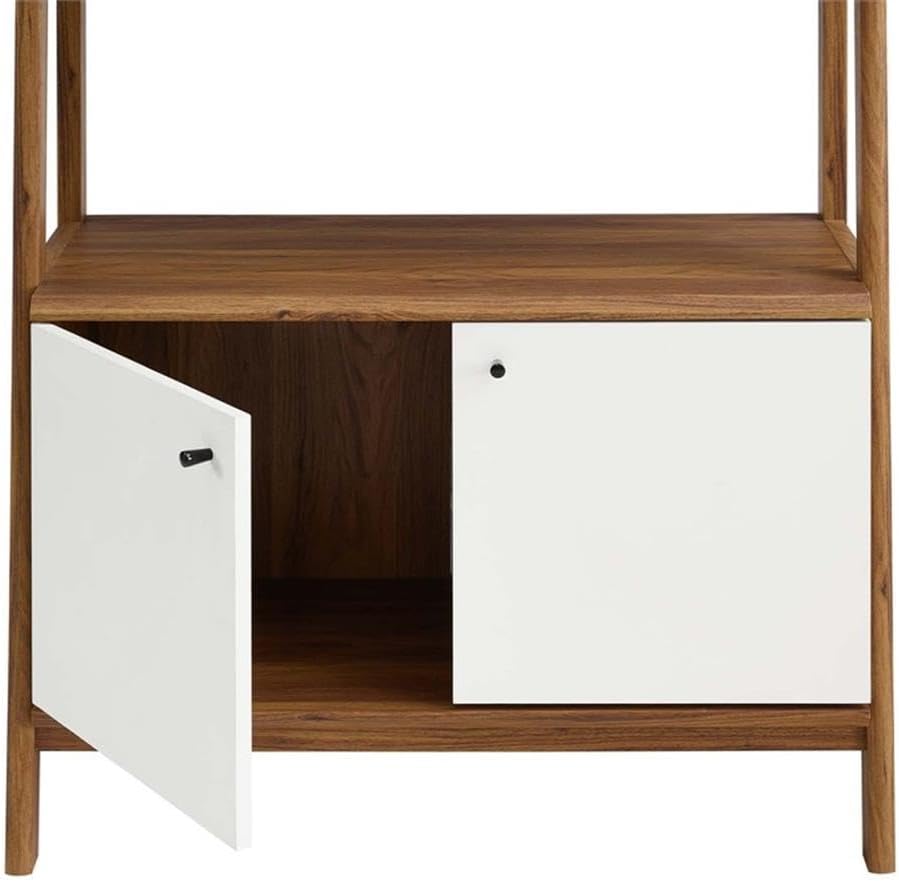 Modway Bixby Bookshelf Display Case, 33 Inch, Walnut White
