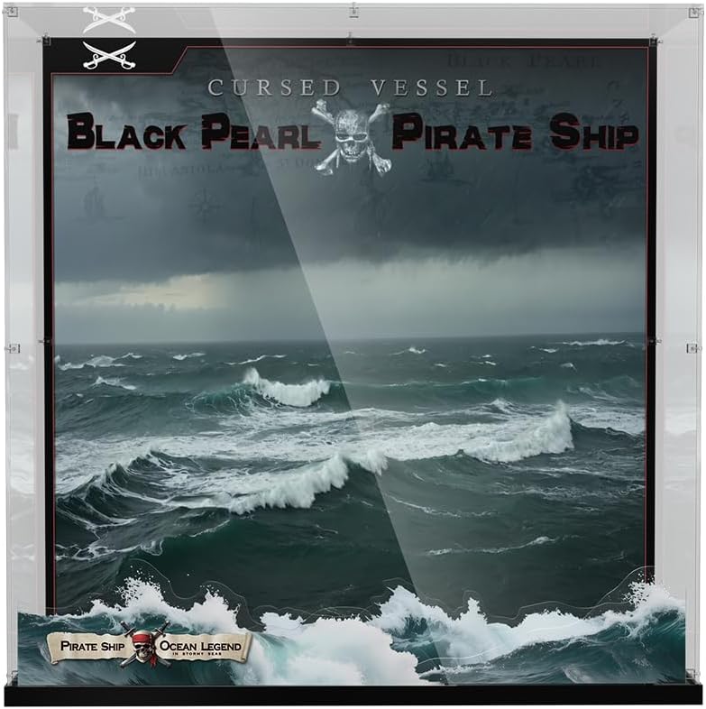 Premium Acrylic Display Case Compatible with Lego Icons Captain Jack Sparrow's Pirate Ship, Clear Dustproof Storage Box for Lego Black Pearl 10365 Set（Model not Included）