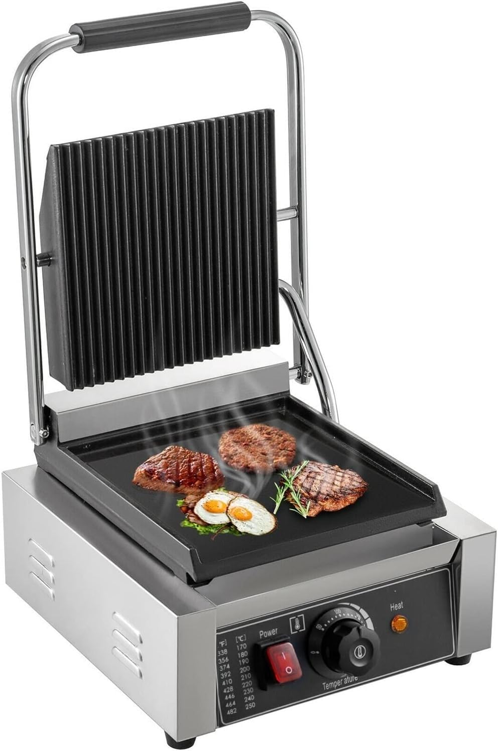 Electric Contact Grill Commercial Pancake Maker Grill, Non-Stick For Outdoor Camping Cooking Sandwiches Steaks Meats Easy To Use For Beginners And Professionals Alike ( Color : Flat and Wave Plate )