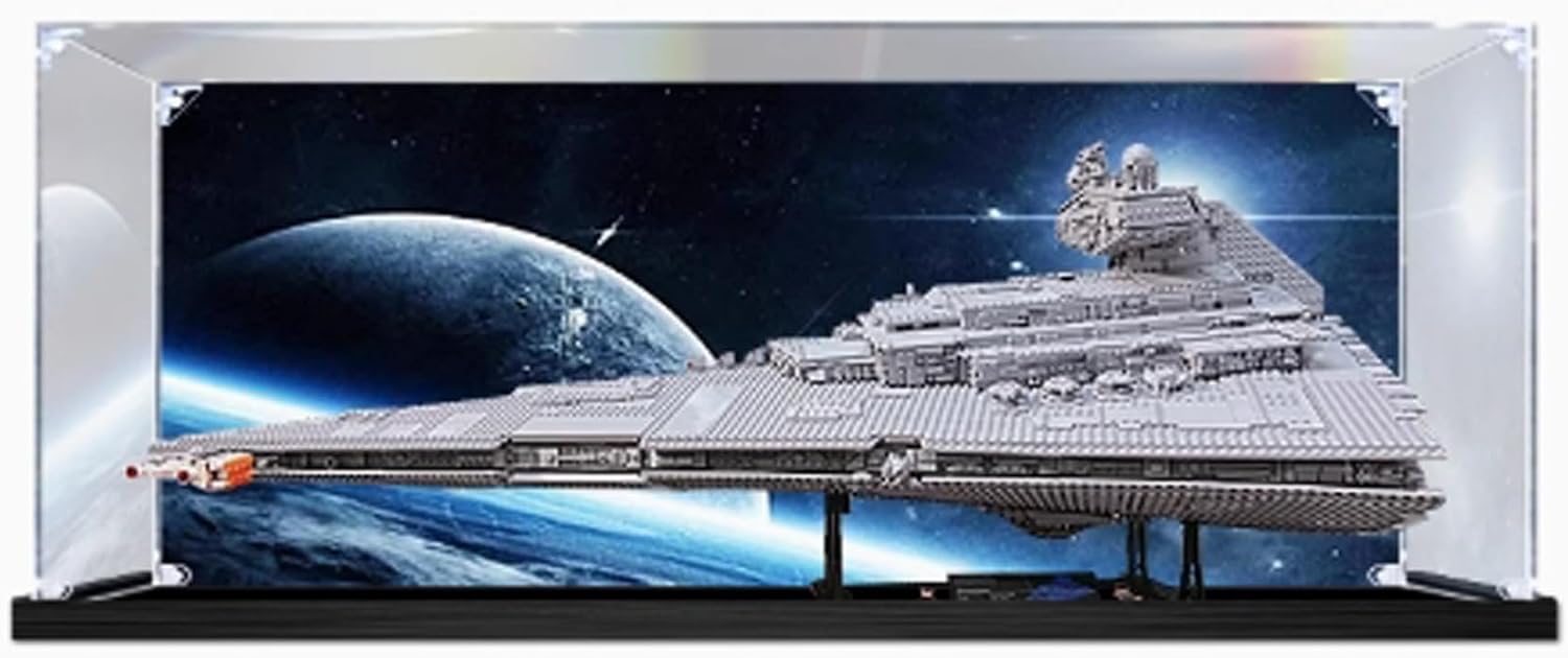 Display Case Box for Lego 75252 Imperial Star Destroyer, Compatible with Lego 75252 Only, Gray, Rectangular, Aluminum Frame, Wall Mount, 45 x 27.5 in, 114 x 70 x 49 cm