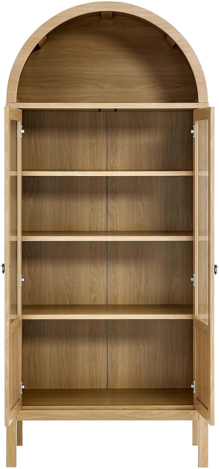 Modway EEI-6638-OAK Tessa Tall Arched Storage Display Cabinet, Oak