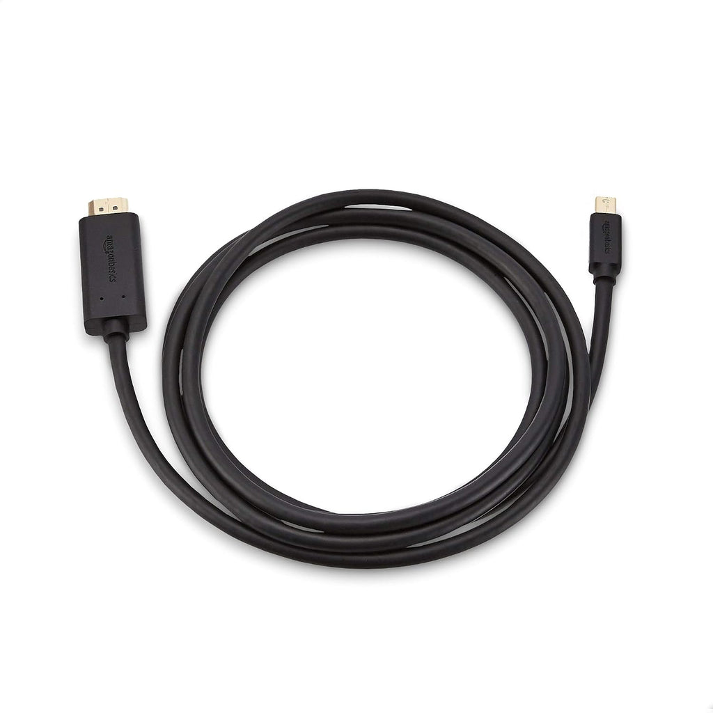 Amazon Basics Mini DisplayPort to HDMI Cable, Gold-Plated, 6 ft, Case of 52, Black