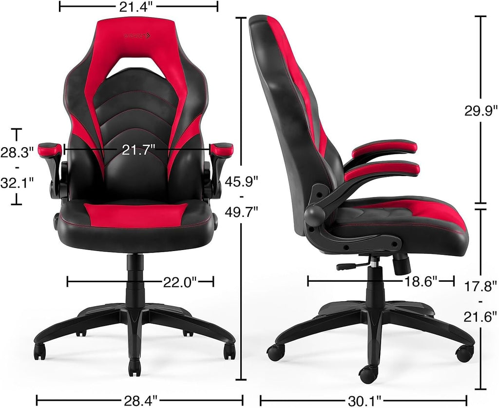 STAPLES Emerge Vortex Gaming Chair, Ergonomic, Adjustable Height, Swivel, Black
