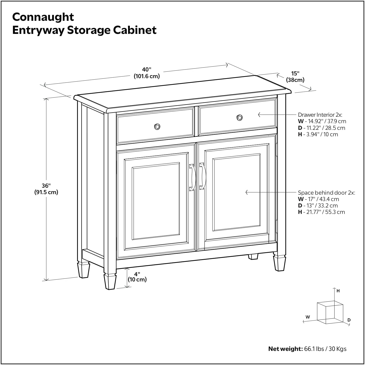 SIMPLIHOME Connaught 40-inch Wide Solid Wood Storage Cabinet in Black for Entryway, Living Room, Organizer for Hats, Gloves, Shoes, Keys, Slim Design, Traditional Style