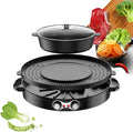 Portable Electric Grill,2-in-1 Electric Smokeless Grill Hotpot,Extra Large Surface Nonstick Pan,Adjustable Temperature Range 0°-1200°C,Indoor and Outdoor Use Useful (Black B)