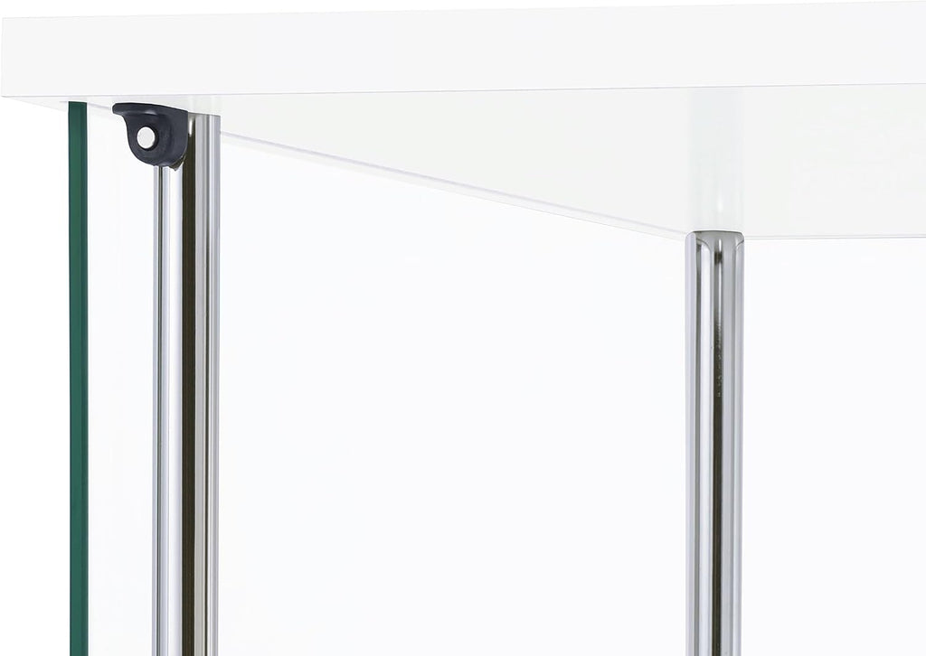 Coaster Home Furnishings - Bellatrix - Glass - 3-Shelf Curio Cabinet with Metal Frame, One Door, and Black Hardware - Living Room - 64-Inch - White - 951072
