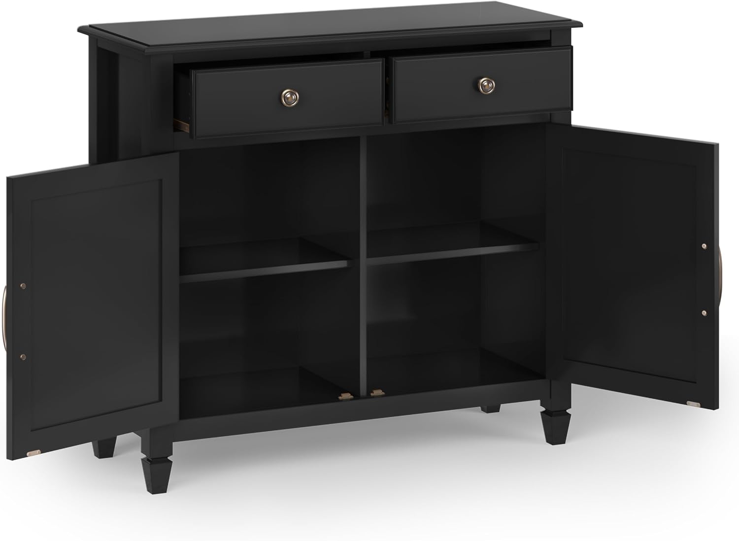 SIMPLIHOME Connaught 40-inch Wide Solid Wood Storage Cabinet in Black for Entryway, Living Room, Organizer for Hats, Gloves, Shoes, Keys, Slim Design, Traditional Style